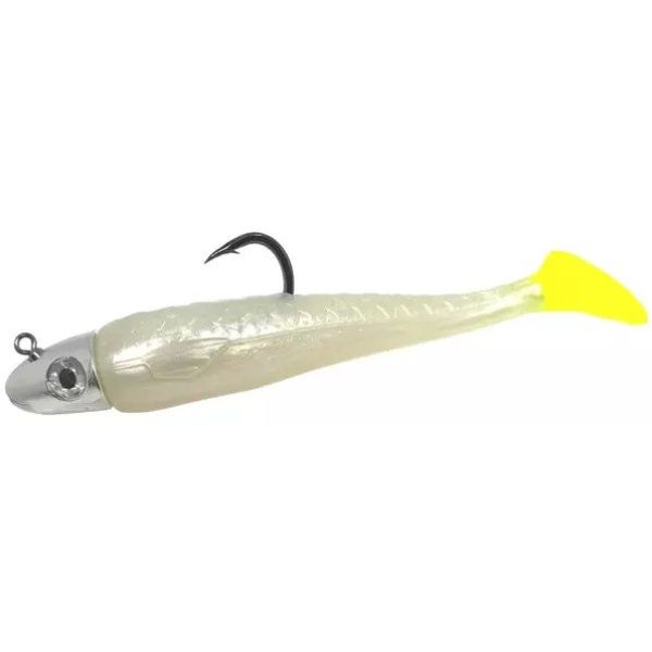 RonZ Z-Fin Big Game Series Rigged Paddeltail - Pearl White/Chartreuse