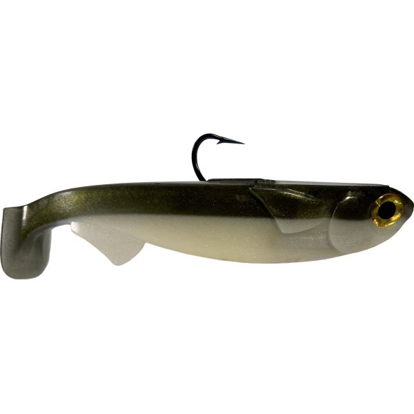 R&R Tackle Line Through Swimbait - 5in - 1.5oz - Dark Olive/Pearl