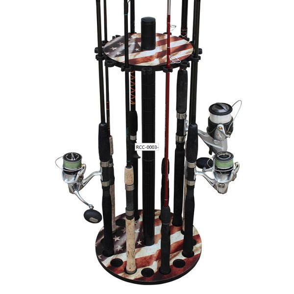 Rush Creek Creations 16 Rod Round Storage Floor Rack - Americana