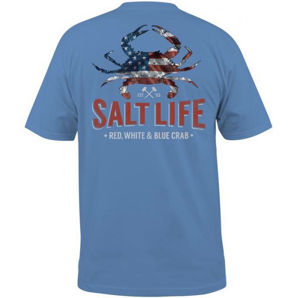 Salt Life American Crab Short Sleeve T-Shirt - Chambray - 2XL