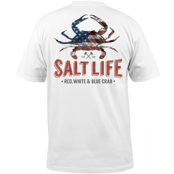 Salt Life American Crab Short Sleeve T-Shirt - White - 2XL