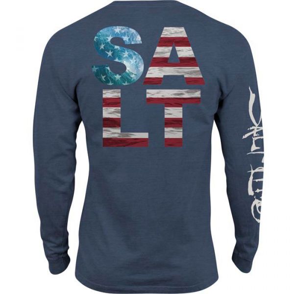 Salt Life American Salt Long Sleeve Shirt - Vintage Blue - 2XL