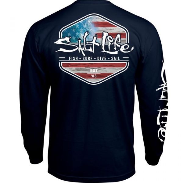 Salt Life Ameriseas Long Sleeve T-Shirt - Navy - 2XL