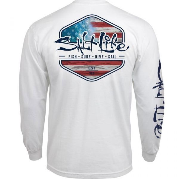 Salt Life Ameriseas Long Sleeve T-Shirt - White - 2XL