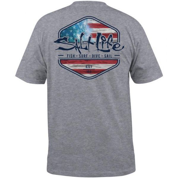 Salt Life Ameriseas Short Sleeve T-Shirt - Athletic Heather - 2XL