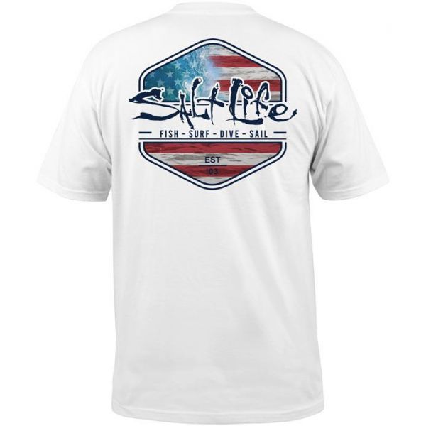 Salt Life Ameriseas Short Sleeve T-Shirt - White - 2XL