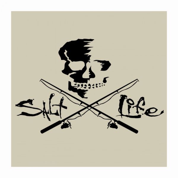 Salt Life SAD934 Large Skull and Poles Decal - Black