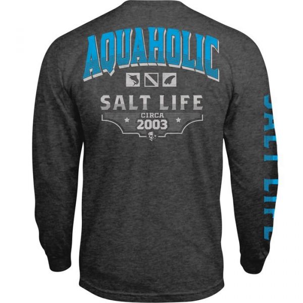 Salt Life Aquaholic Icons Long Sleeve T-Shirt - Charcoal Heather - 2XL