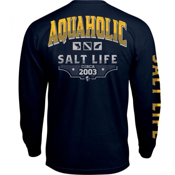 Salt Life Aquaholic Icons Long Sleeve T-Shirt - Navy - 2XL