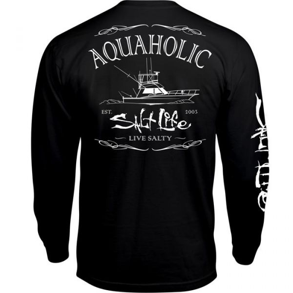 Salt Life Aquaholic Long Sleeve T-Shirt Black 2XL