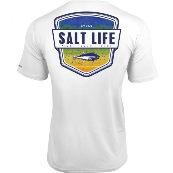 Salt Life Electric Skinz Badge Performance Short Sleeve T-Shirt - White - L