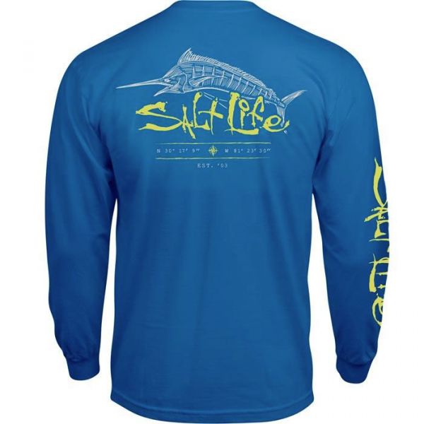 Salt Life Etched Marlin Long Sleeve T-Shirt - Royal - 2XL