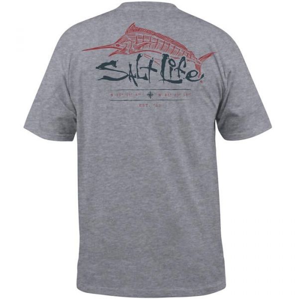 Salt Life Etched Marlin Short Sleeve T-Shirt - Athletic Heather - 2XL