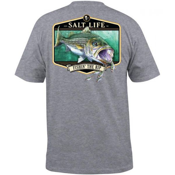 Salt Life Fishin the Rip Short Sleeve T-Shirt - Athletic Heather - 2XL