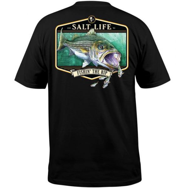 Salt Life Fishin the Rip Short Sleeve T-Shirt - Black - 2XL