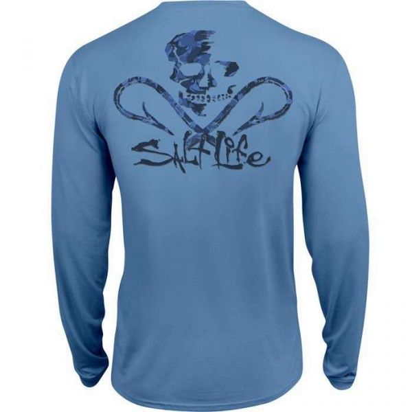 Salt Life Get Hooked SLX UVapor L/S Performance Tee - Malibu Blue - XL