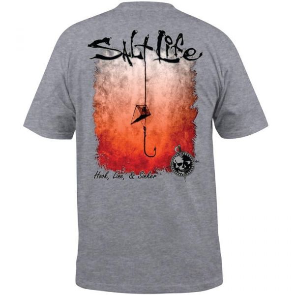 Salt Life Hook Line & Sinker Fade Short Sleeve T-Shirt - Athletic Heather - 2XL