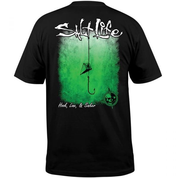 Salt Life Hook Line & Sinker Fade Short Sleeve T-Shirt - Black - 2XL