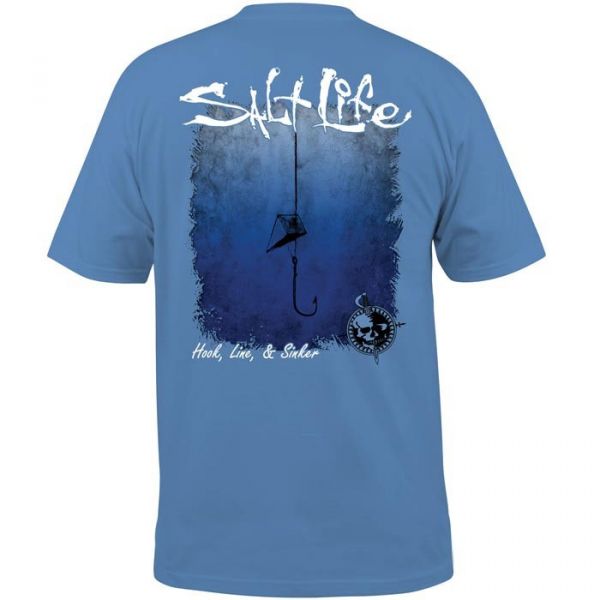 Salt Life Hook Line & Sinker Fade Short Sleeve T-Shirt - Chambray - 2XL