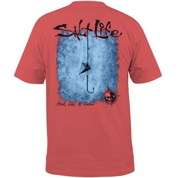 Salt Life Hook Line & Sinker Short Sleeve T-Shirt - Burnt Coral - 2XL