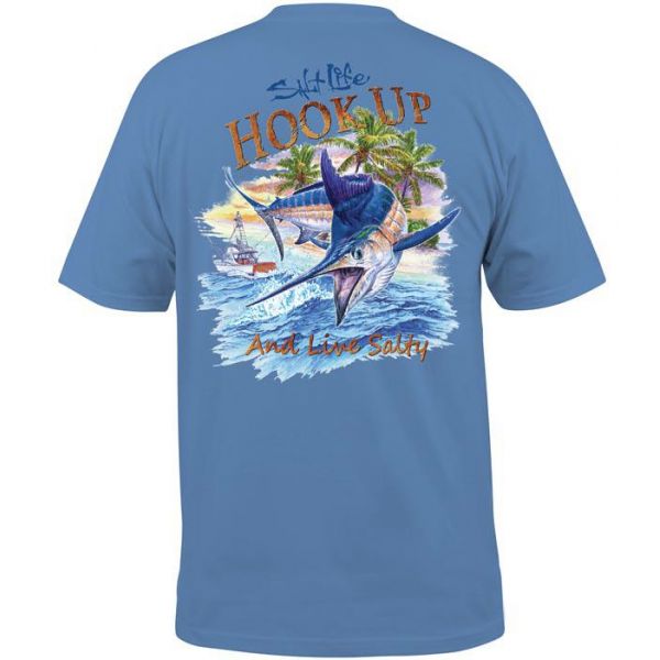 Salt Life Hook Up Short Sleeve T-Shirt - Chambray - 2XL