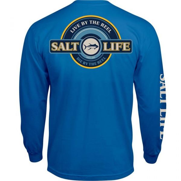 Salt Life Live by the Reels Long Sleeve T-Shirt - Royal - 2XL