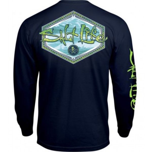 Salt Life Mahi Peak Long Sleeve T-Shirt - Navy 2XL