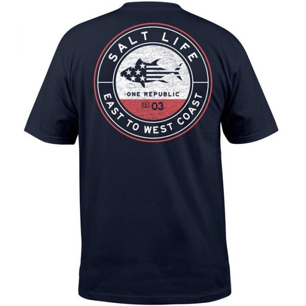 Salt Life One Republic Short Sleeve T-Shirt - Navy - L