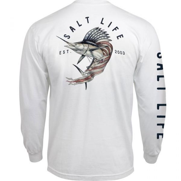 Salt Life Sailfish Glory Long Sleeve T-Shirt - White - 2XL