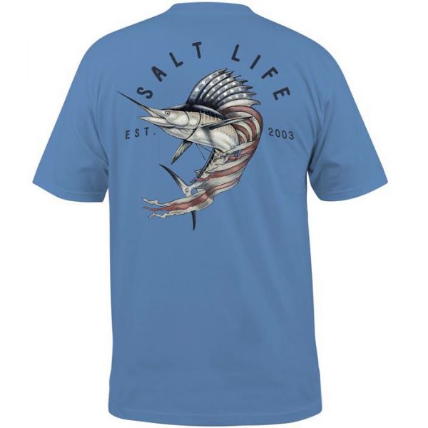 Salt Life Sailfish Glory Short Sleeve T-Shirt - Chambray - 2XL