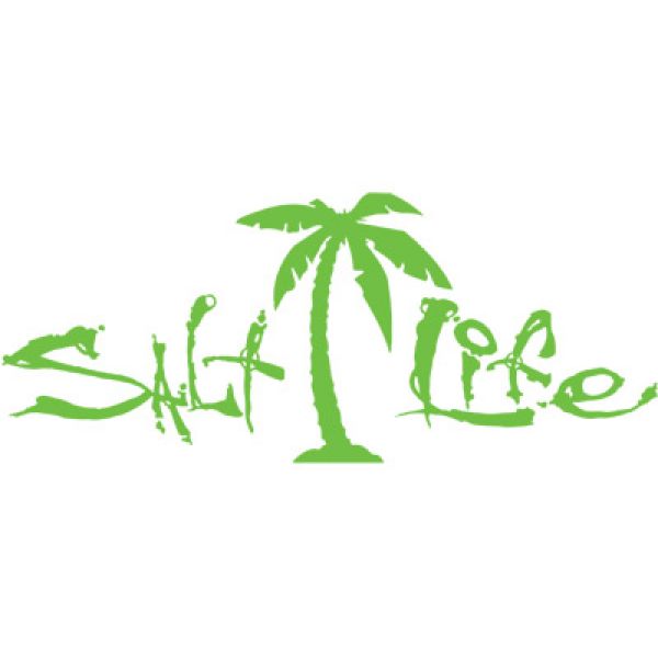 SALT LIFE PALM TREE & SIGNATURE "LIME"  MEDIUM 12 inch UV Rated Vinyl DECAL 