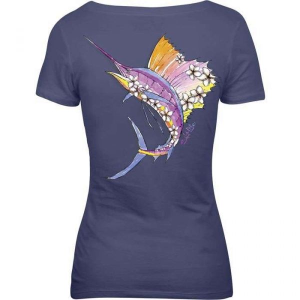 Salt Life SLJ10092 Sunset Sailfish Women's Fitted Scoop Neck Tee