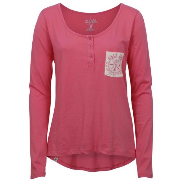 Salt Life Way of the Waterwoman Womens L/S Tee - Neon Rose - Small