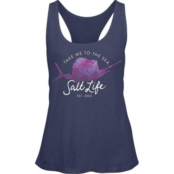 Salt Life 'Salty Palms' Racerback Tank Top - Coastal Blue - Medium