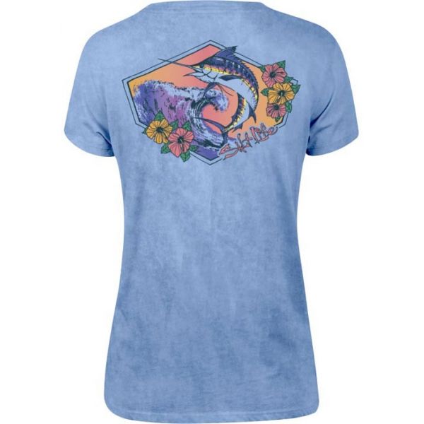 Salt Life Marlin Waves Womens S/S Boyfriend Tee - Blue Bell - Large