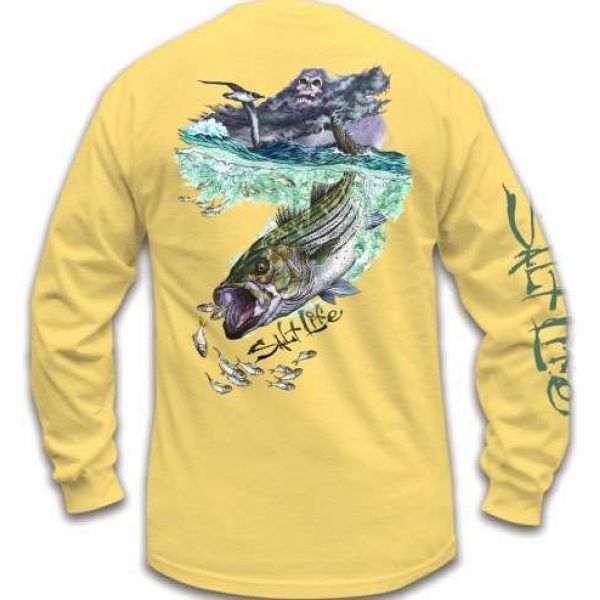 Salt Life SLM0182 Striper Storm LS T-Shirt - Banana