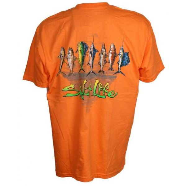 Salt Life SLM10007 Lucky 7 Men's T-Shirt - Tangerine - Medium