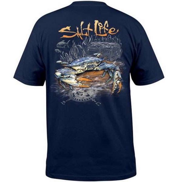 Salt Life Blue Crab SS Pocket T-Shirt - Medium