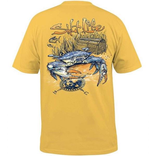 Salt Life SLM10077 Blue Crab SS T-Shirt - Banana - Medium