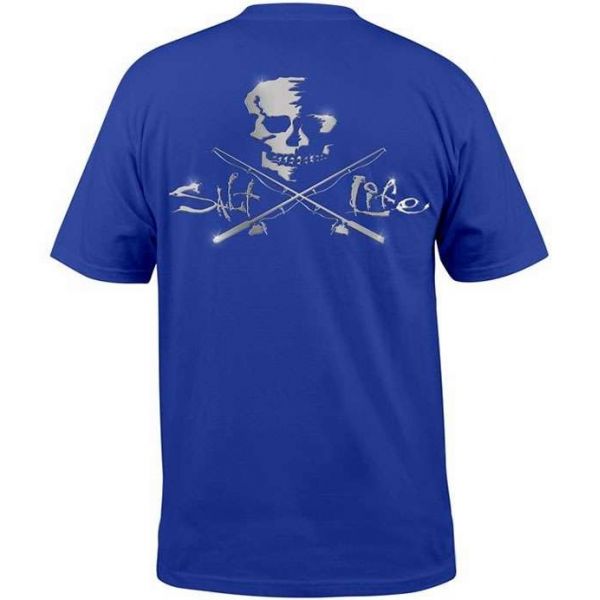 Salt Life SLM10087 Chrome Poles S/S Pocket Tee - Royal - Large