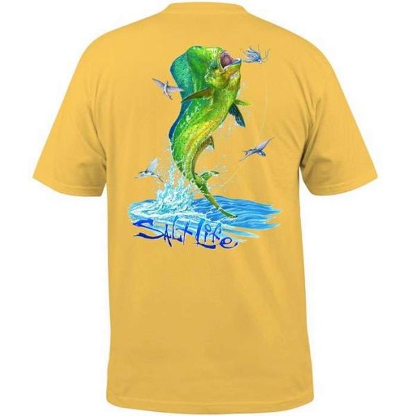 Salt Life Mahi Explosion SS Pocket T-Shirt - Banana - 2X-Large