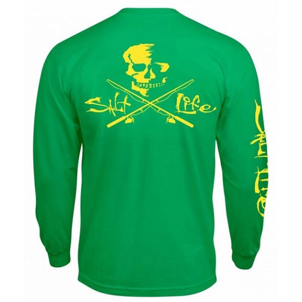 Salt Life Neon Skull and Poles LS Pocket Tees