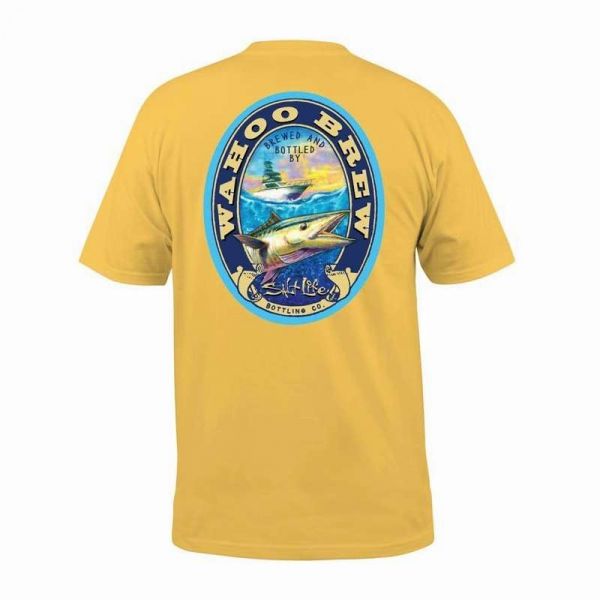 Salt Life SLM10159 Wahoo Brew S/S Pocket T-Shirt - Banana - Medium