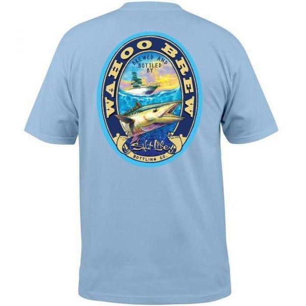 Salt Life SLM10159 Wahoo Brew S/S Pocket T-Shirt - Sky Blue - Medium