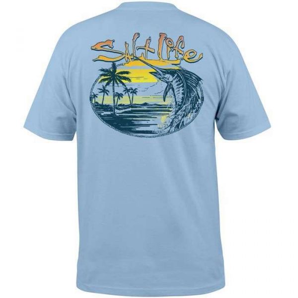 Salt Life SLM10163 Sail Away Short Sleeve T-Shirt - Sky Blue - Medium