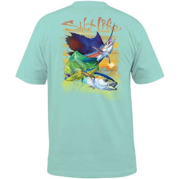 Salt Life Sunset Slam Mens S/S Pocket Tee - Aruba Blue - XX-Large