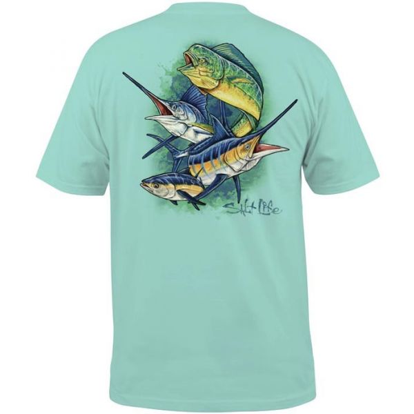 Salt Life Sea Slam Mens S/S Pocket Tee - Aruba Blue - XX-Large