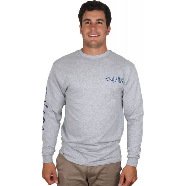 Salt Life Stars and Stripers L/S Pocket Tee - Athletic Heather