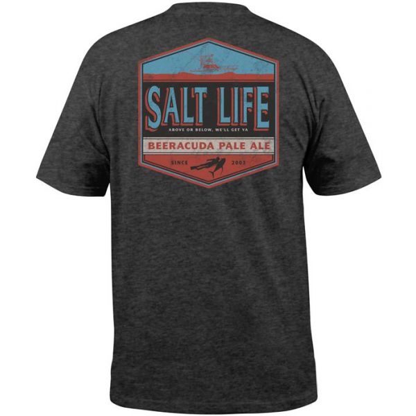 Salt Life Beeracuda Short Sleeve Pocket Tee - Charcoal Heather