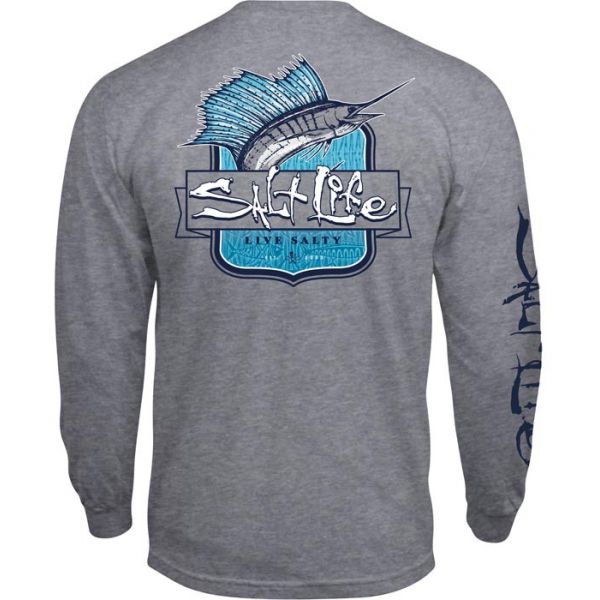 Salt Life Sailfish Tribe L/S Pocket Tee - Athletic Heather - XXL